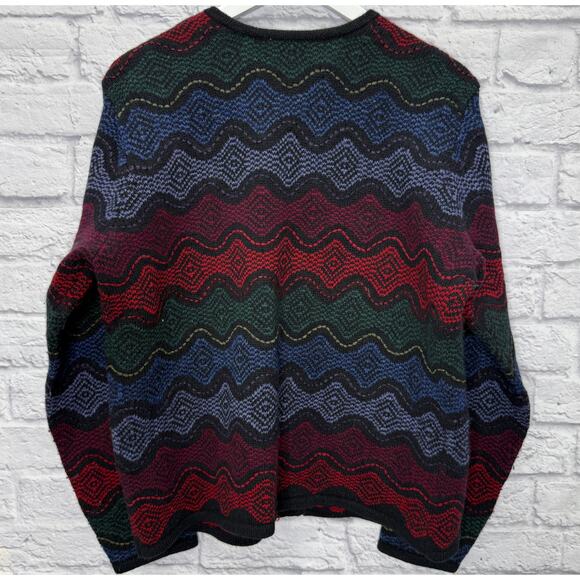 Vintage Womens Talbots Cardigan Sweater Size XL Striped Black Mohair Wool Button - Picture 6 of 6